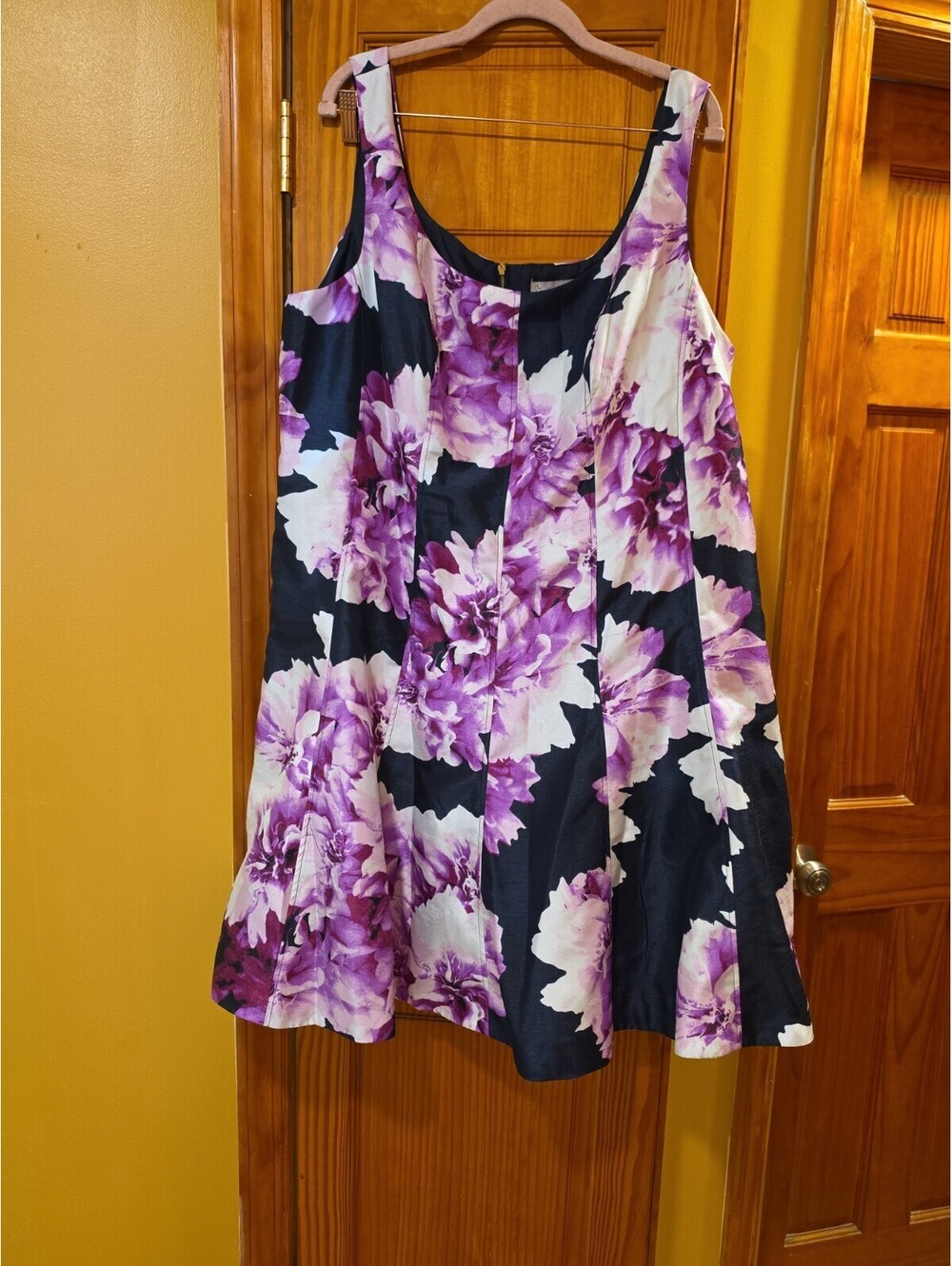 db Established 1962 Fit & Flare Dress Sz 20 Retro Navy Purple Floral Sleeveless